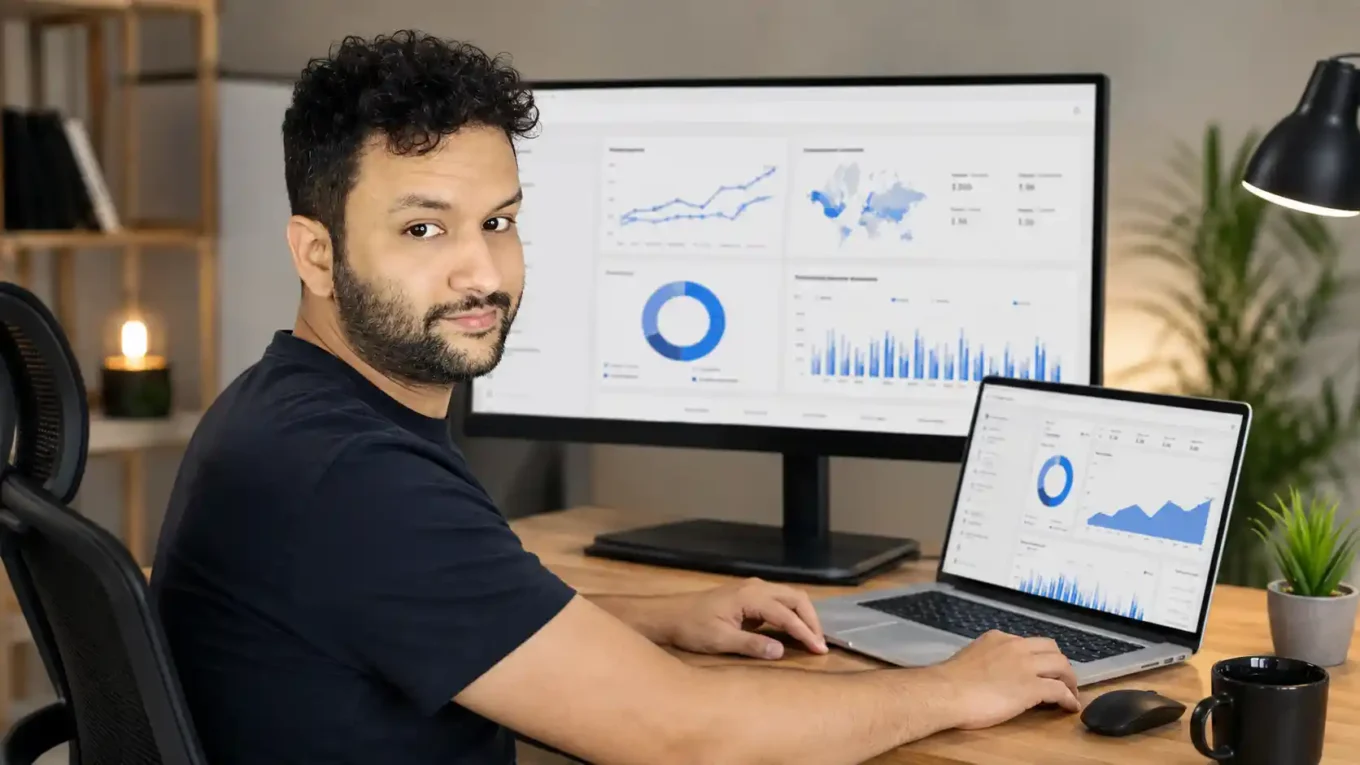 Dashboard de tráfego pago criado no Data Studio com métricas e gráficos