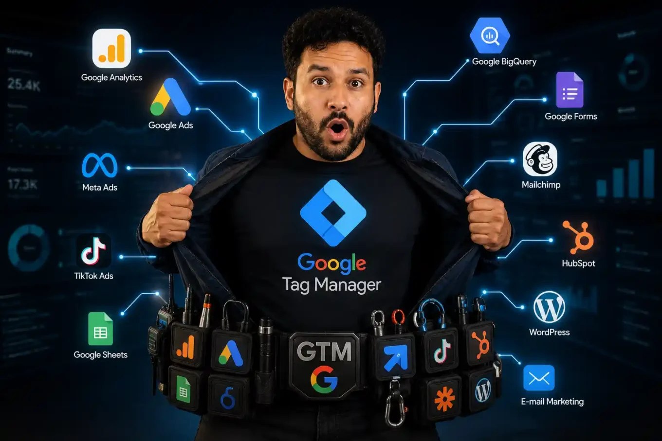 Aprenda como usar Google Tag Manager para instalar tags, rastrear cliques, scroll, vídeos e conversões e organizar melhor a mensuração do seu site.