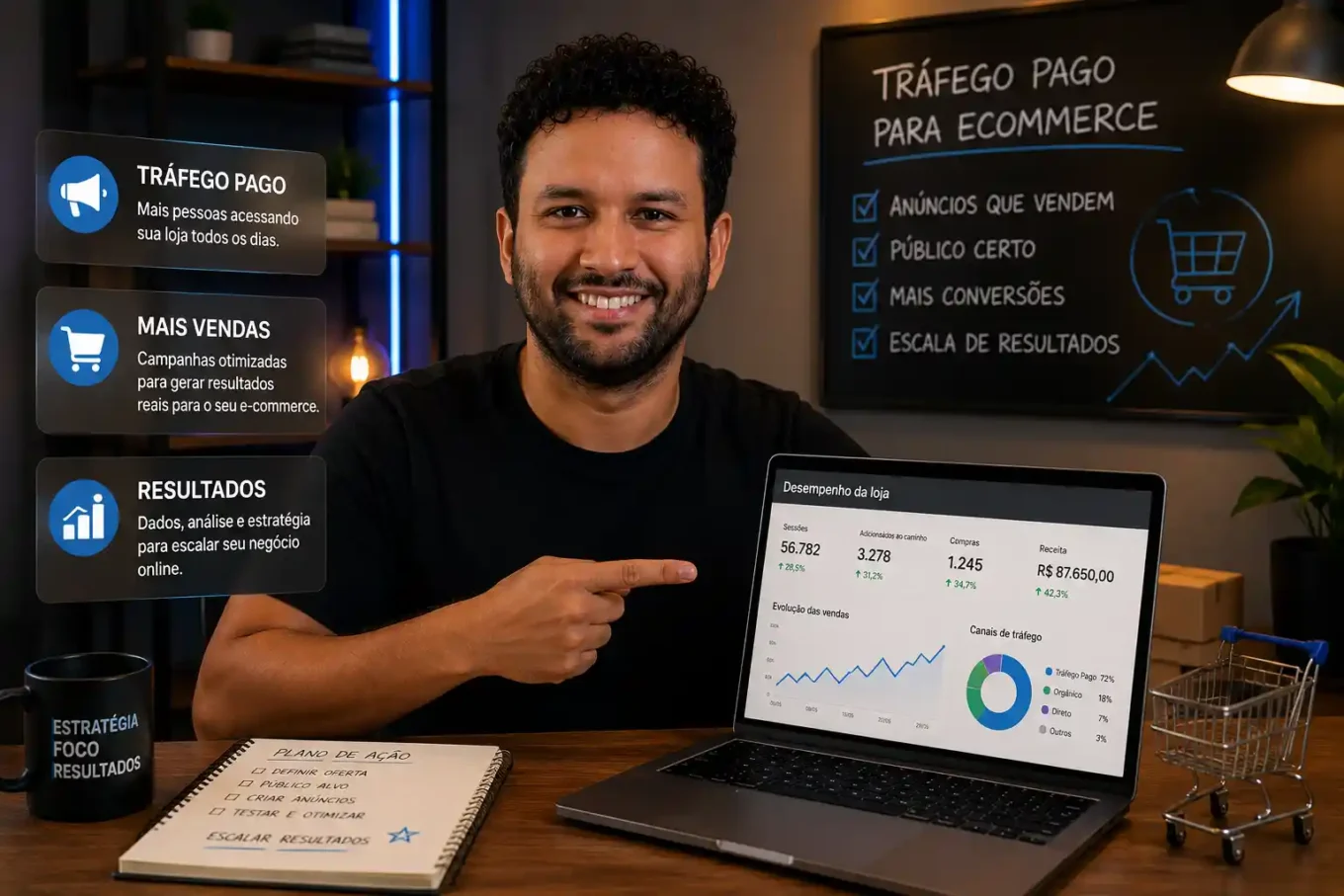 Loja virtual representando estratégia de tráfego pago para e-commerce