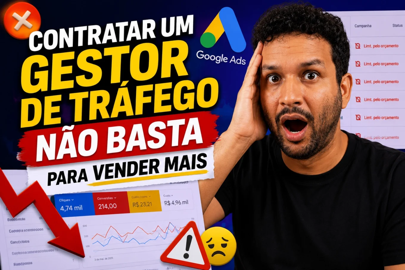 Gestor de tráfego analisando campanhas com dados de vendas e CAC