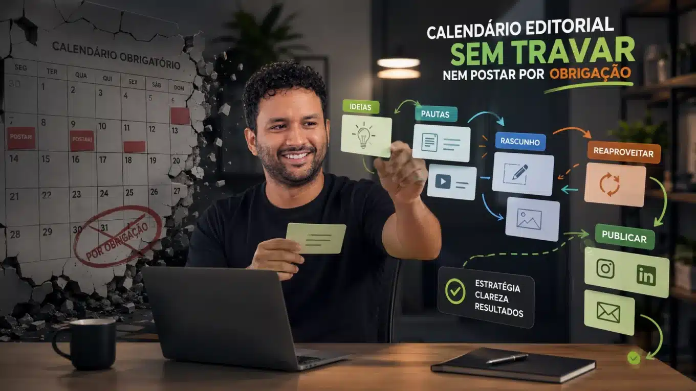 Calendário editorial ajuda a planejar conteúdo com clareza, sem travar ideias nem publicar só para cumprir agenda. Veja um jeito simples.