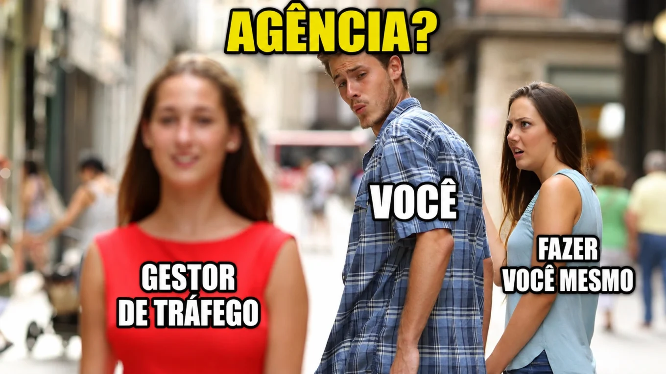 Comparativo entre gestor de tráfego, agência e fazer você mesmo em mídia paga