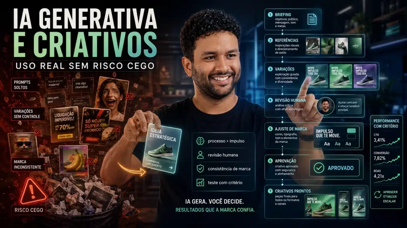 IA generativa e criativos publicitários com revisão humana de campanha