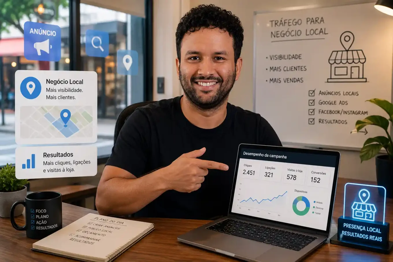 Comércio local representando uma estratégia de tráfego pago para atrair clientes da região