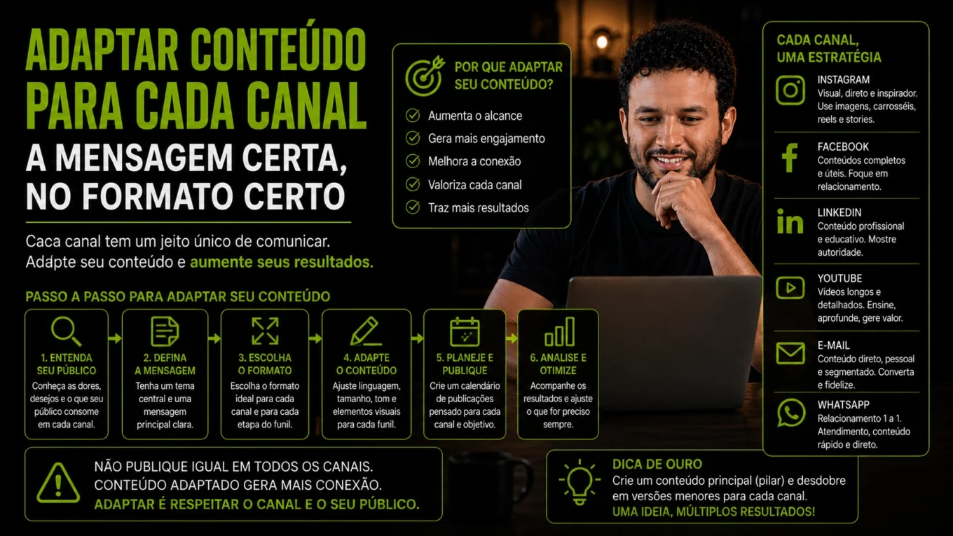 Adaptar conteúdo para cada canal sem repetir a mesma publicação