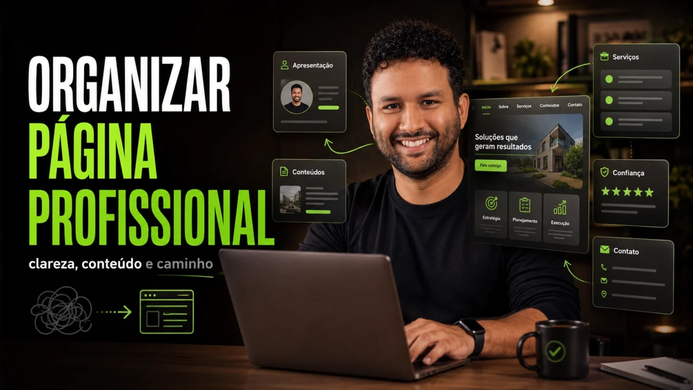 Como organizar uma página profissional com conteúdo, contatos e caminhos claros
