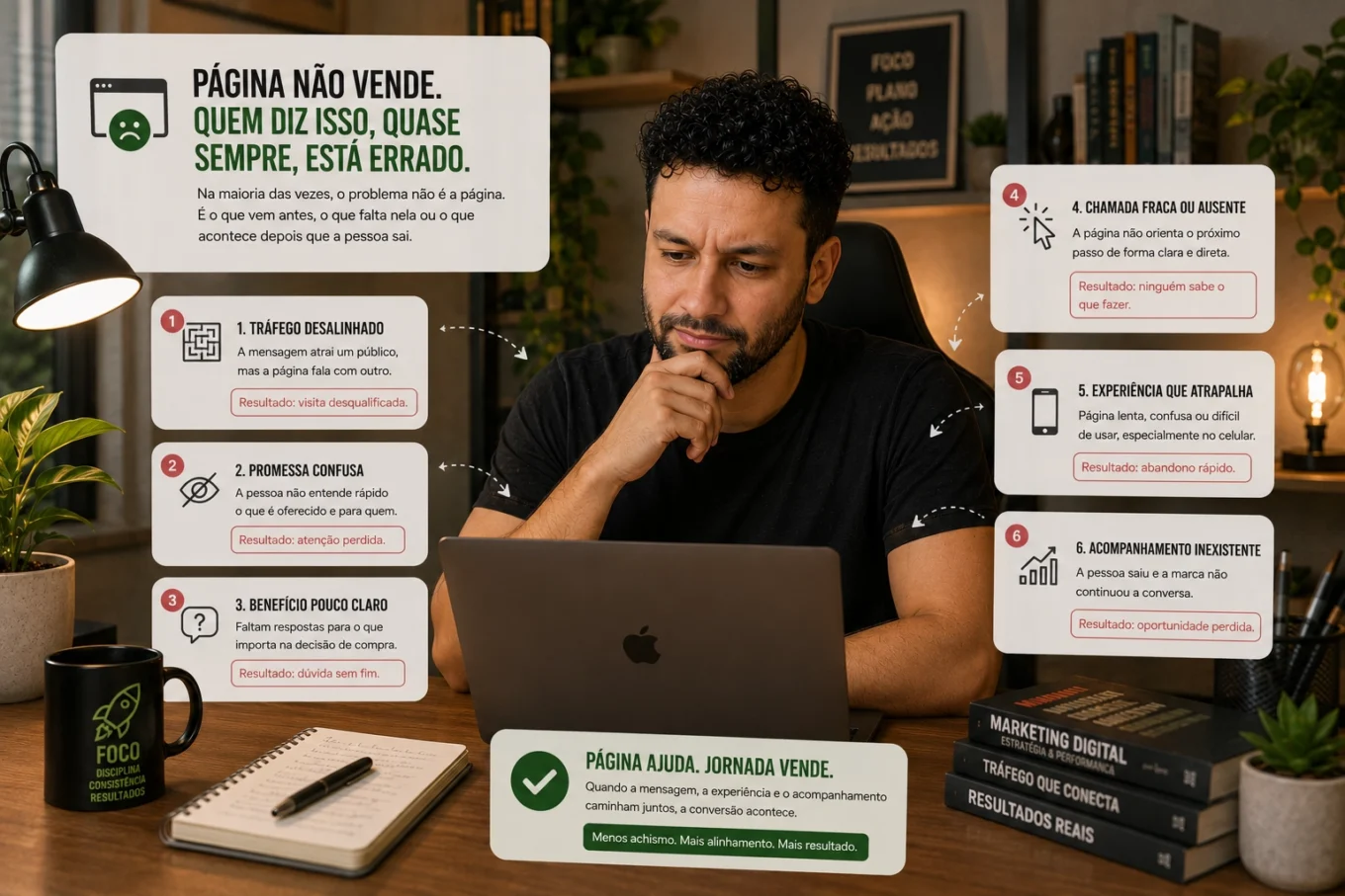 Pessoa analisando por que sua página não vende apesar das visitas