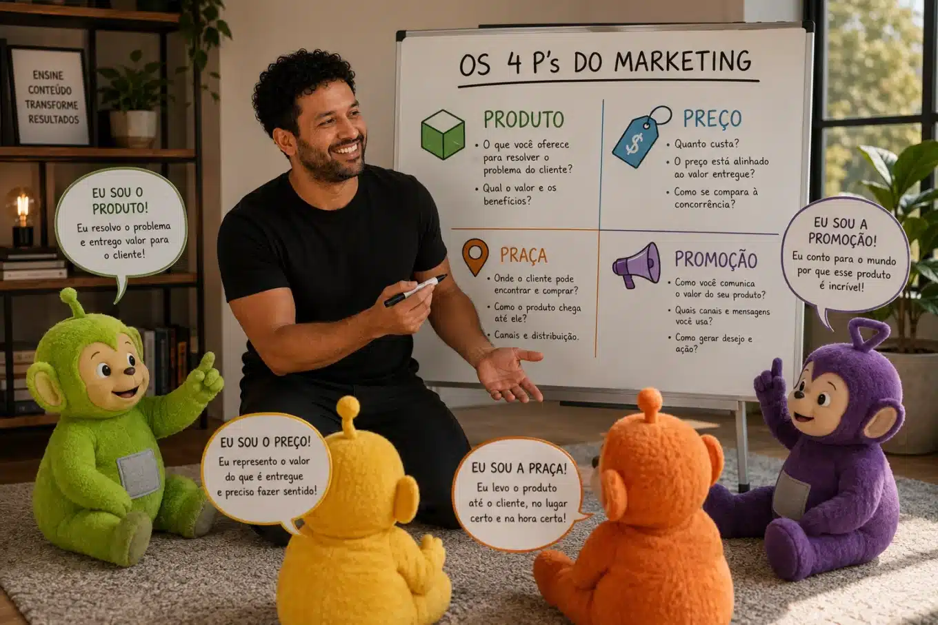 Entenda como os 4Ps e 4Cs do marketing se complementam no digital, o papel de Philip Kotler e como aplicar produto, cliente, custo e comunicação.